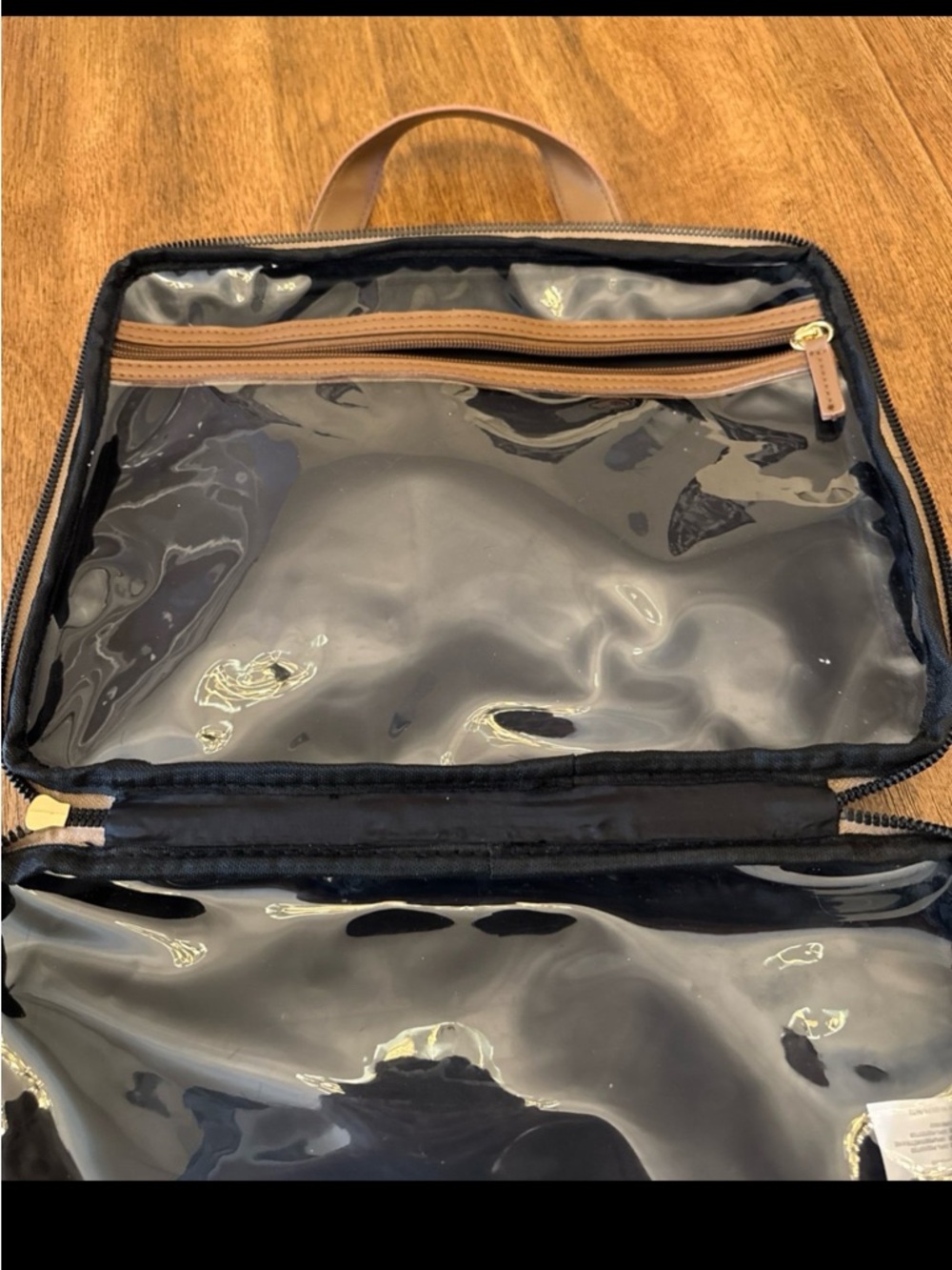 Steve Madden Beige Logo-Print Toiletry Bag with Gold Plaque - Picture 5 of 5